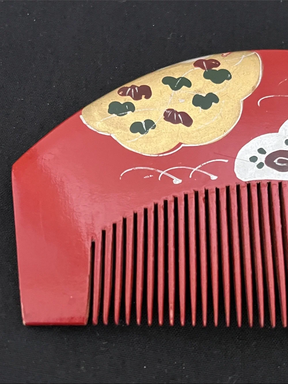 Vintage Red Floral Comb
